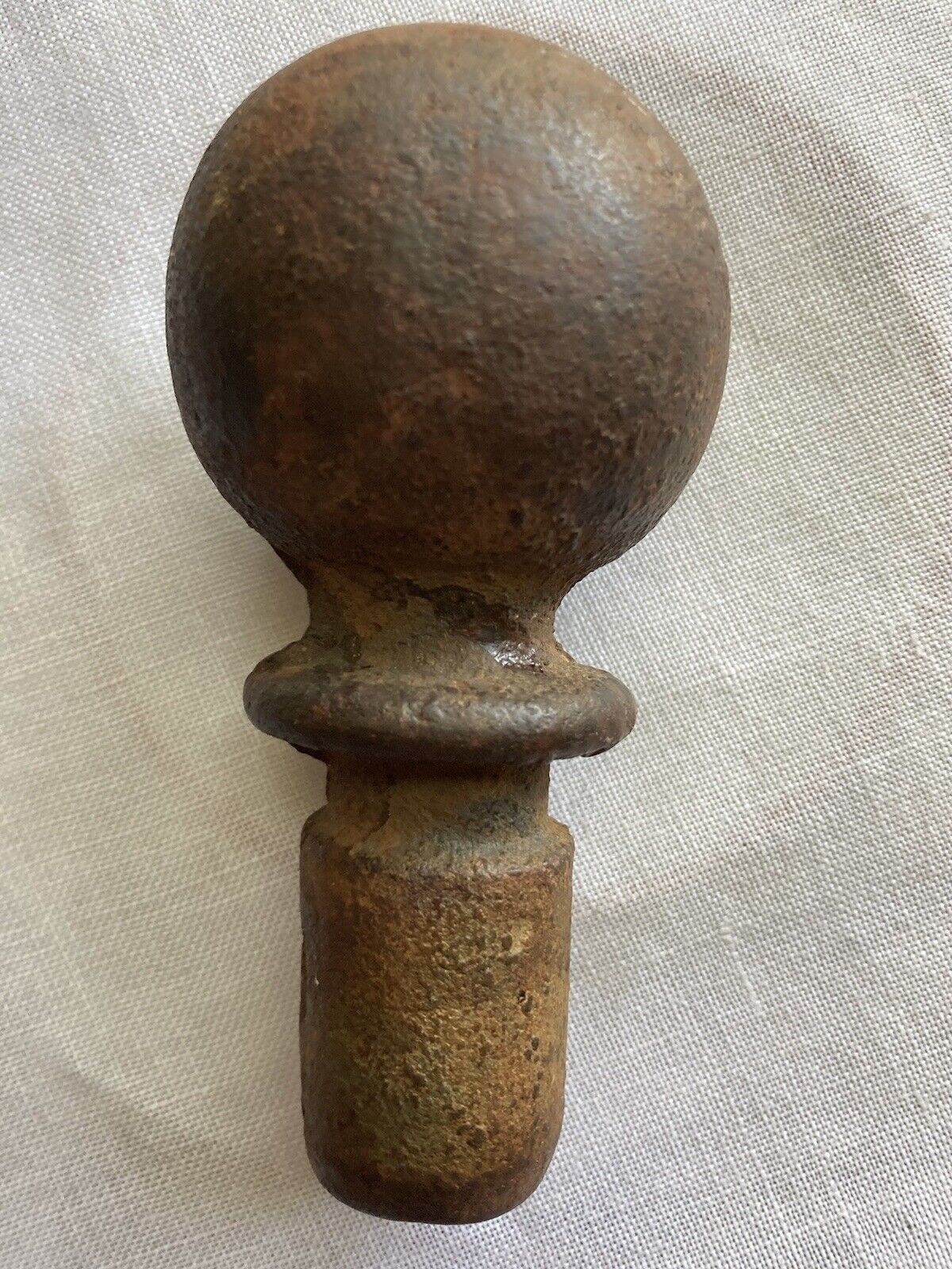 Antique Cast Iron 4.5 “ Canon Ball Fence Post, Flagpole ,hitching Post , Finial