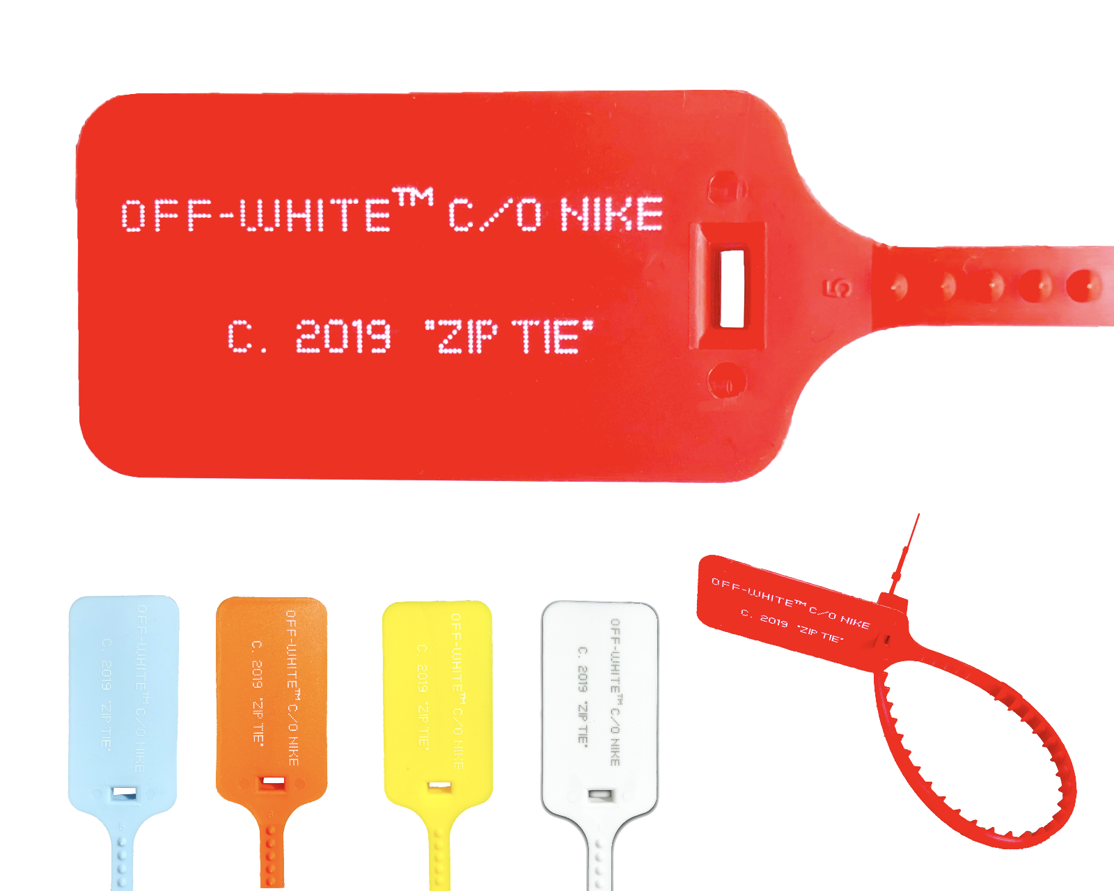 New Red Off White Zip Tie W Printed Off White Text The Ten Replacement Tie 2019