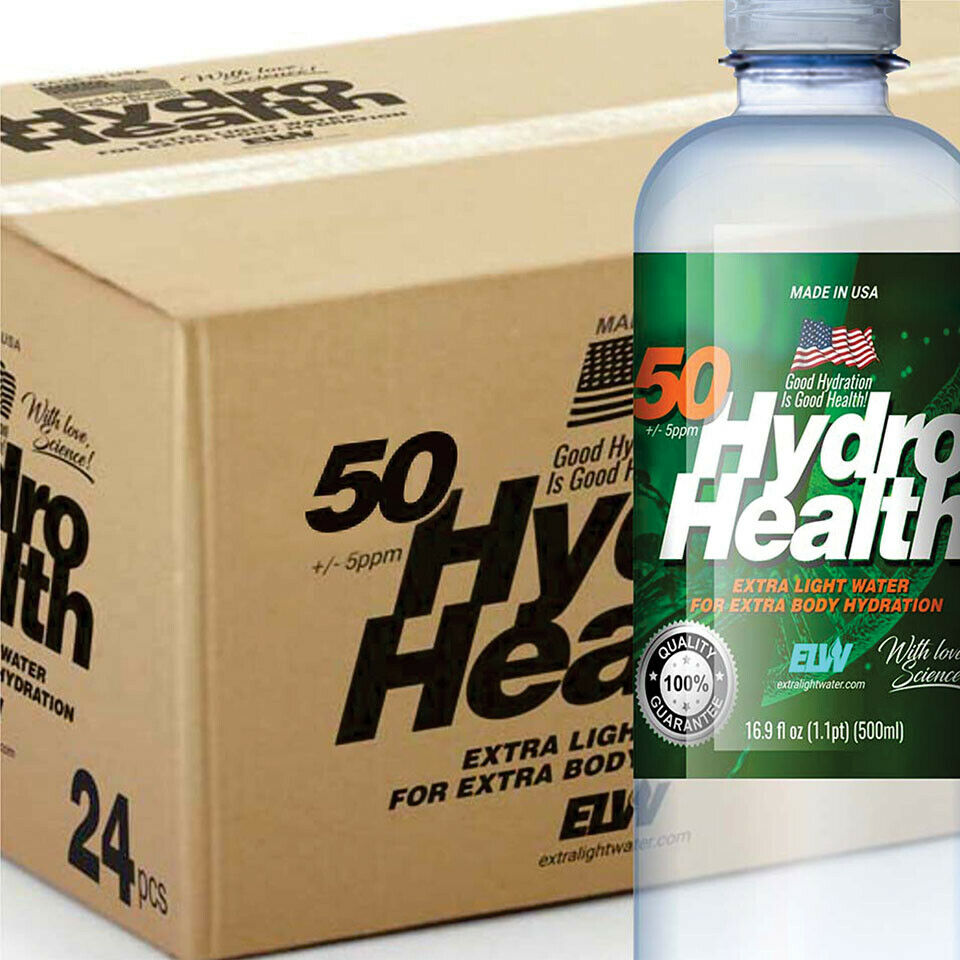 Deuterium Depleted Water 50 Ppm Hydro Health  24 Pcs X 500ml,free S&h To Cont.us