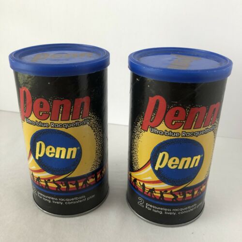 Vtg Penn (2) Sealed Cans Ultra-blue Racquetballs Pressureless Double Performance