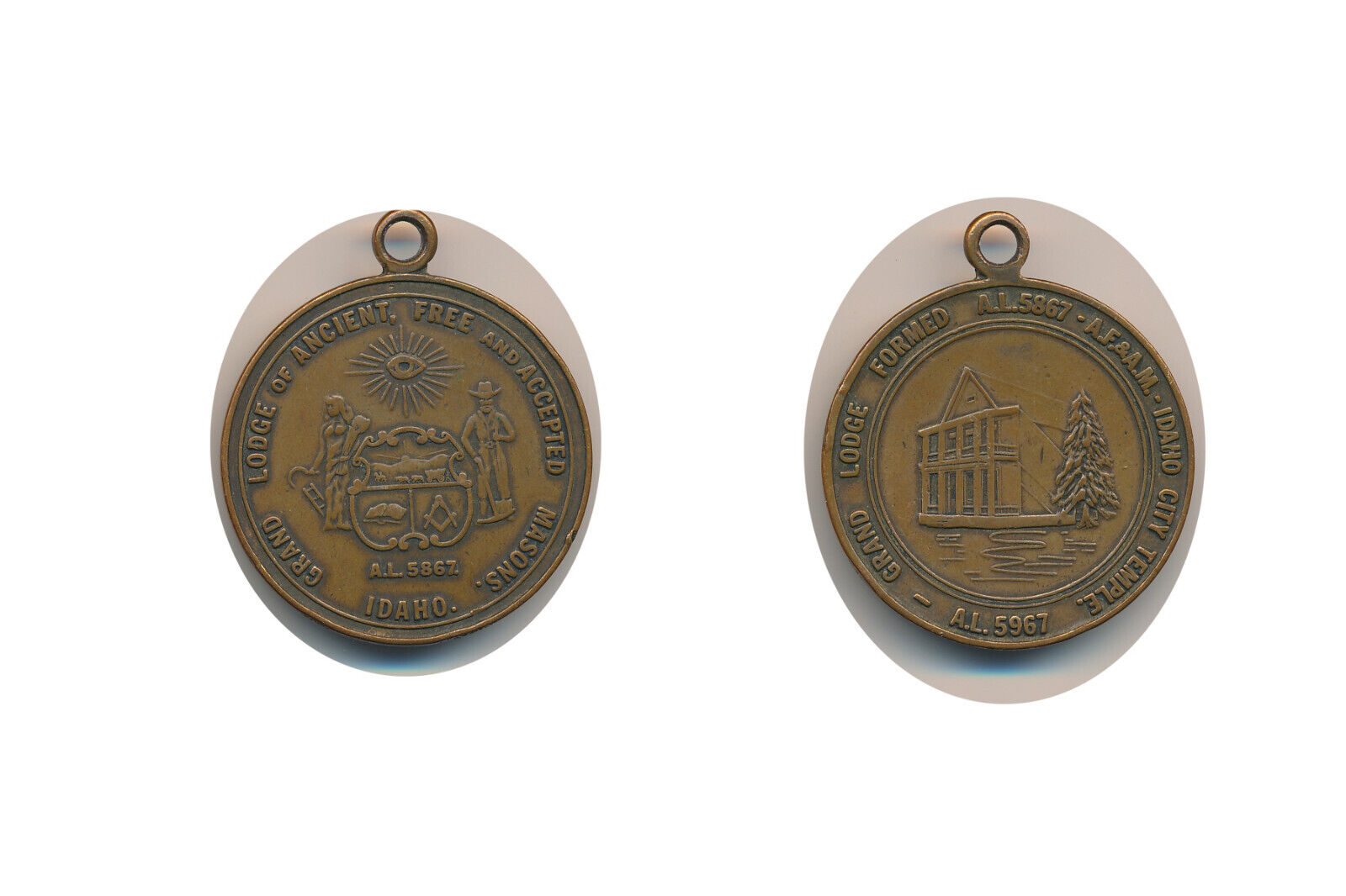 Masons A F & A M Idaho City Temple Medallion A.l. 5967