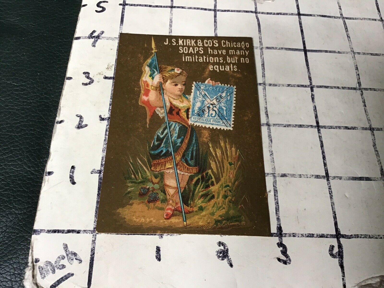 Original Vintage Trade Card: J S Kirk & Co's Standard Soap - France