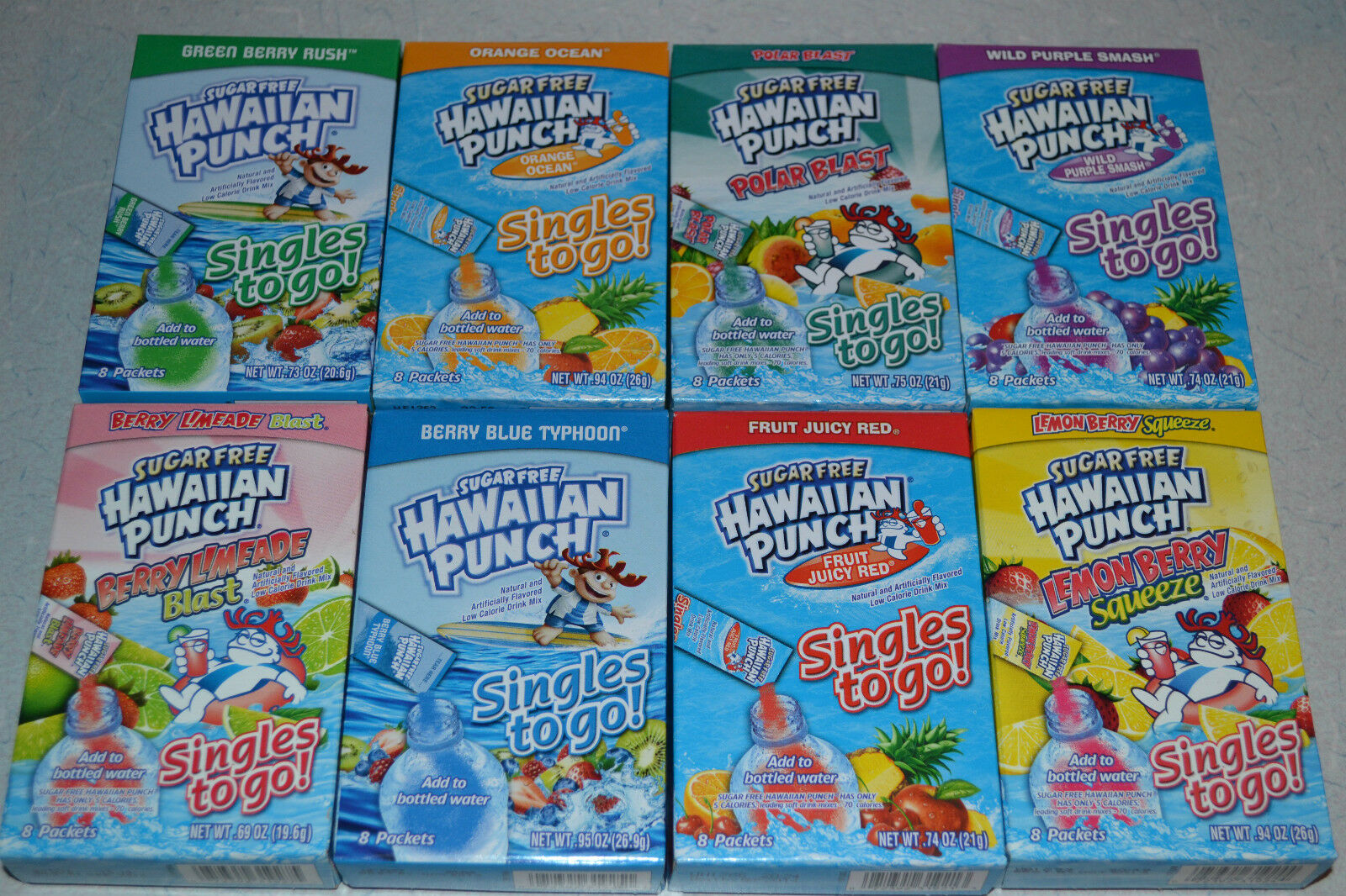 Sugar Free Hawaiian Punch Singles To Go! 8 Various Flavors  Water Enhancers Otg