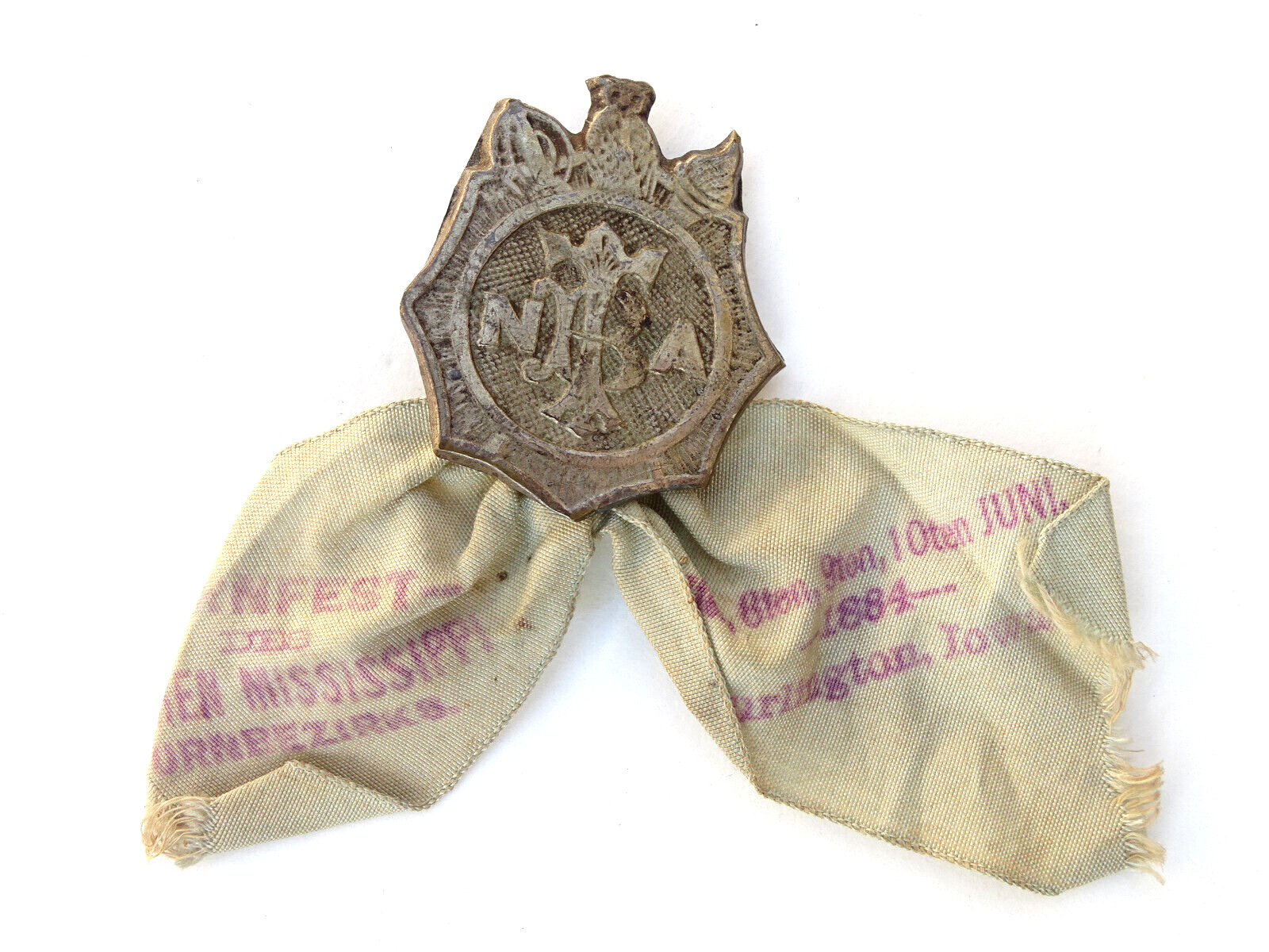 1884 Masonic Turnfest Oberen Mississippi Burlington Iowa Badge - Ms1