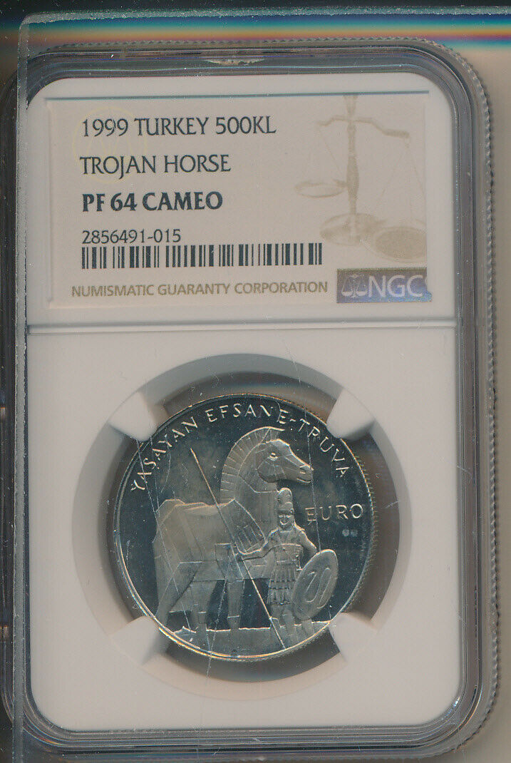Turkey 500 Thousand Lira - Trojan Horse - Rare Cameo 64 Ngc Graded Proof 1999