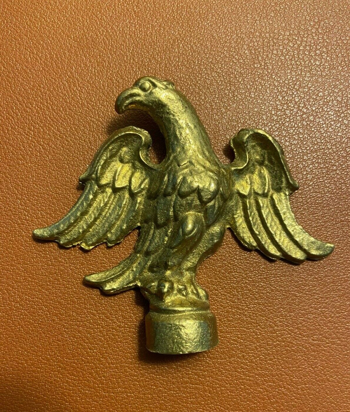 Vtg Brass Finial Open Wing American Eagle Figure Detailed Gilded 2 5/16t 2 3/4w
