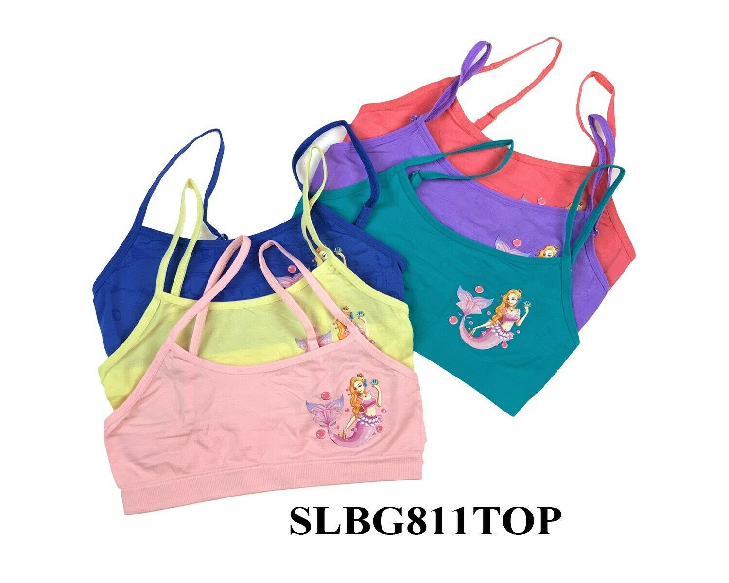 6 Sets Girl Seamless Spaghetti Strap Top Bras Training Bras Mixed Color S M L