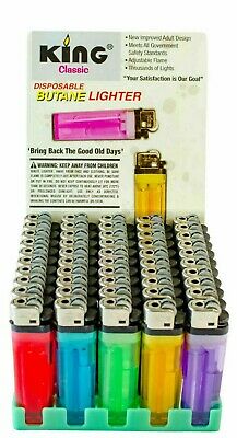 50 King Disposable Butane Lighters New In Box-wholesale Lot