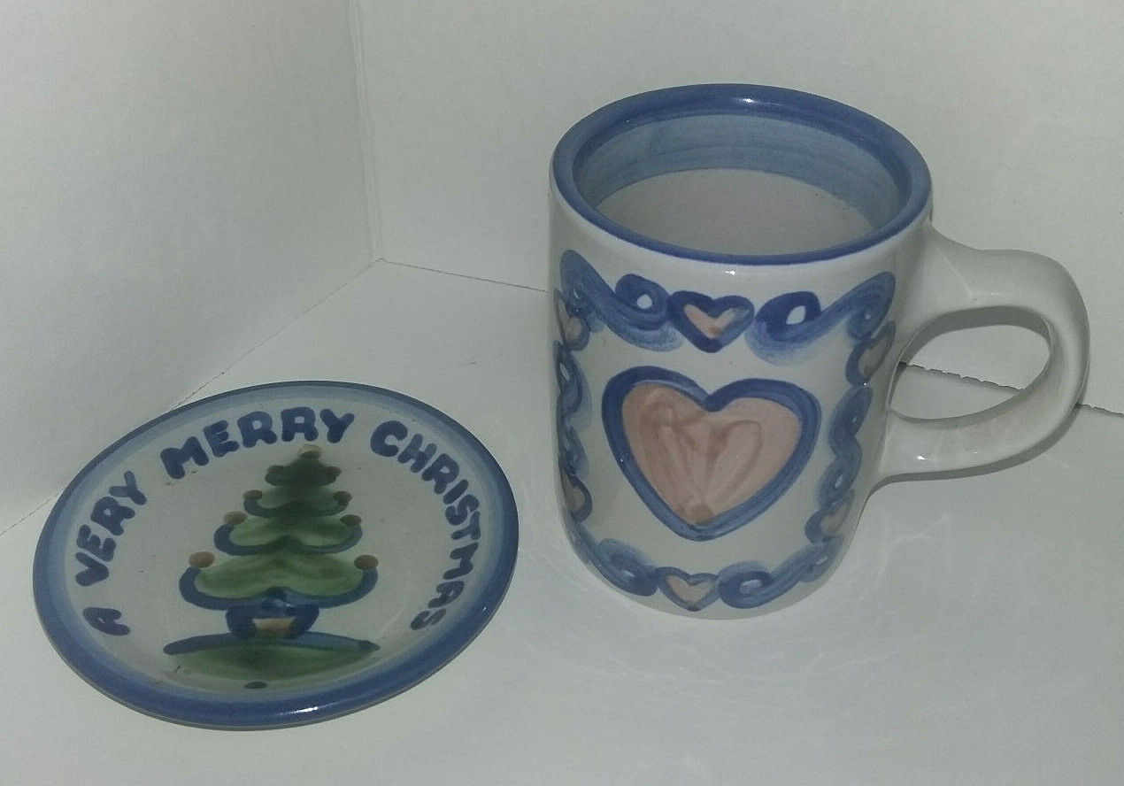 M.a. Hadley Pottery Heart "i Love You" Mug With A 4" Very Merry Christmas Dish