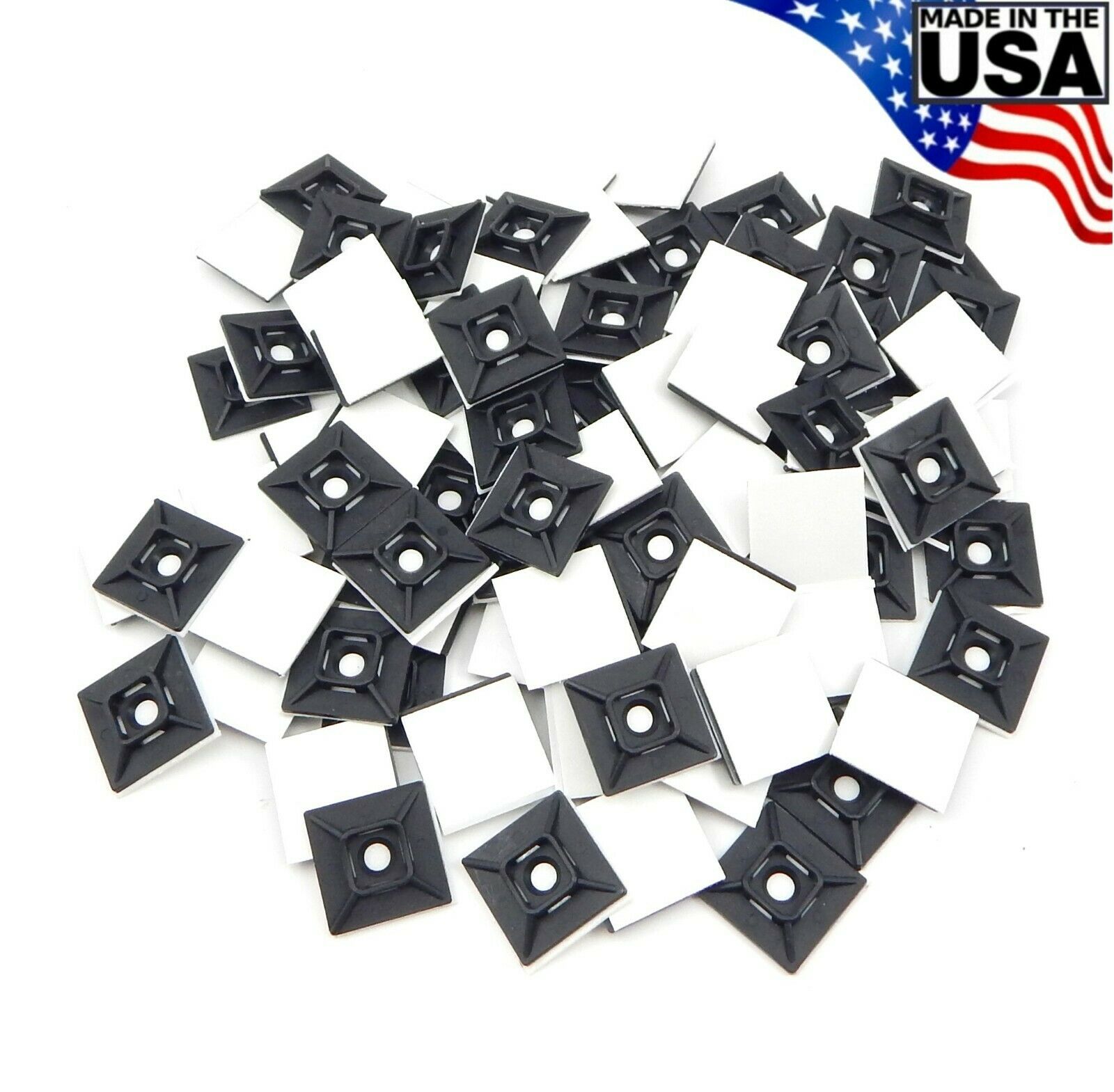 Zip Cable Tie Adhesive Mounting Base Pad 1" 100pc Made In Usa Mount