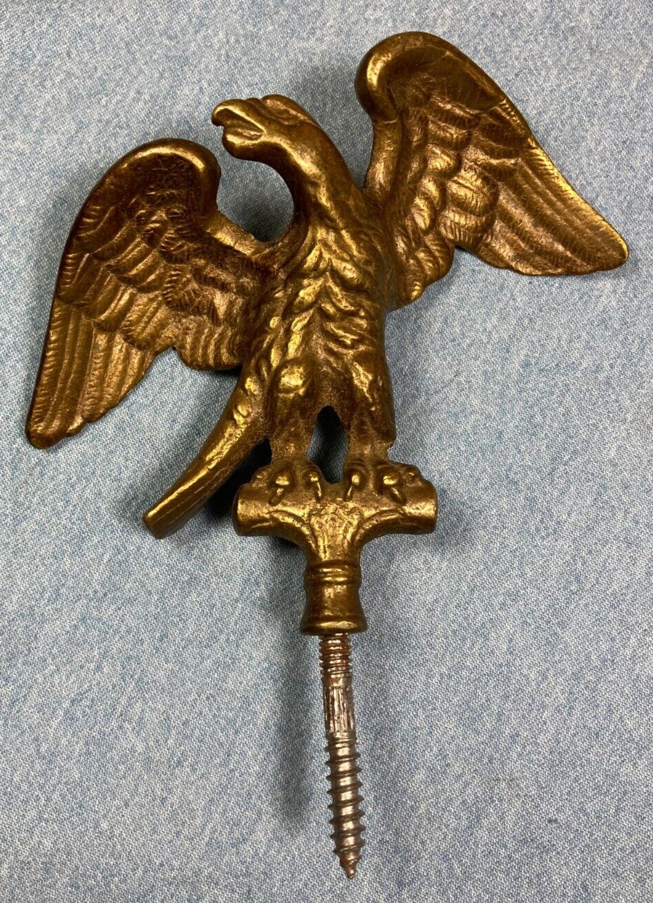 Vintage Solid Brass American Eagle Flag Pole Finial Topper Staff Figural