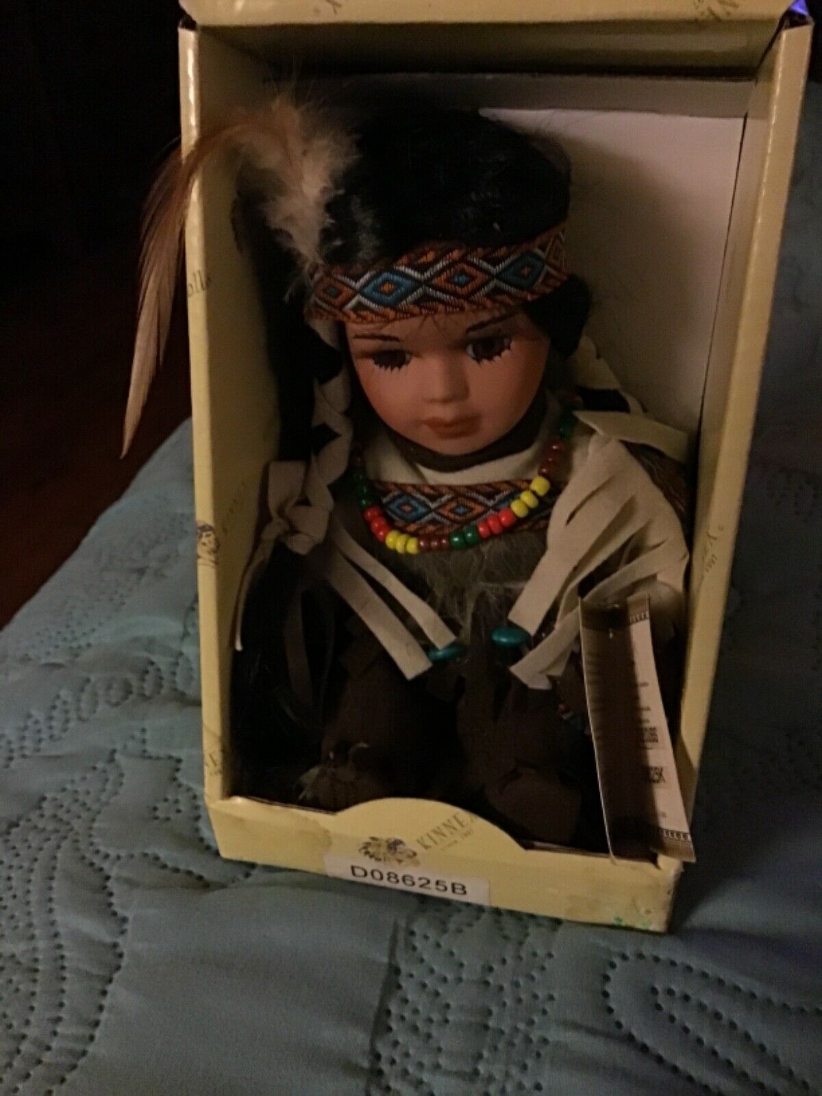 Kinnex Heirloom Doll Native Little Cubs Nib Box Feather Porcelain Vtg 1997