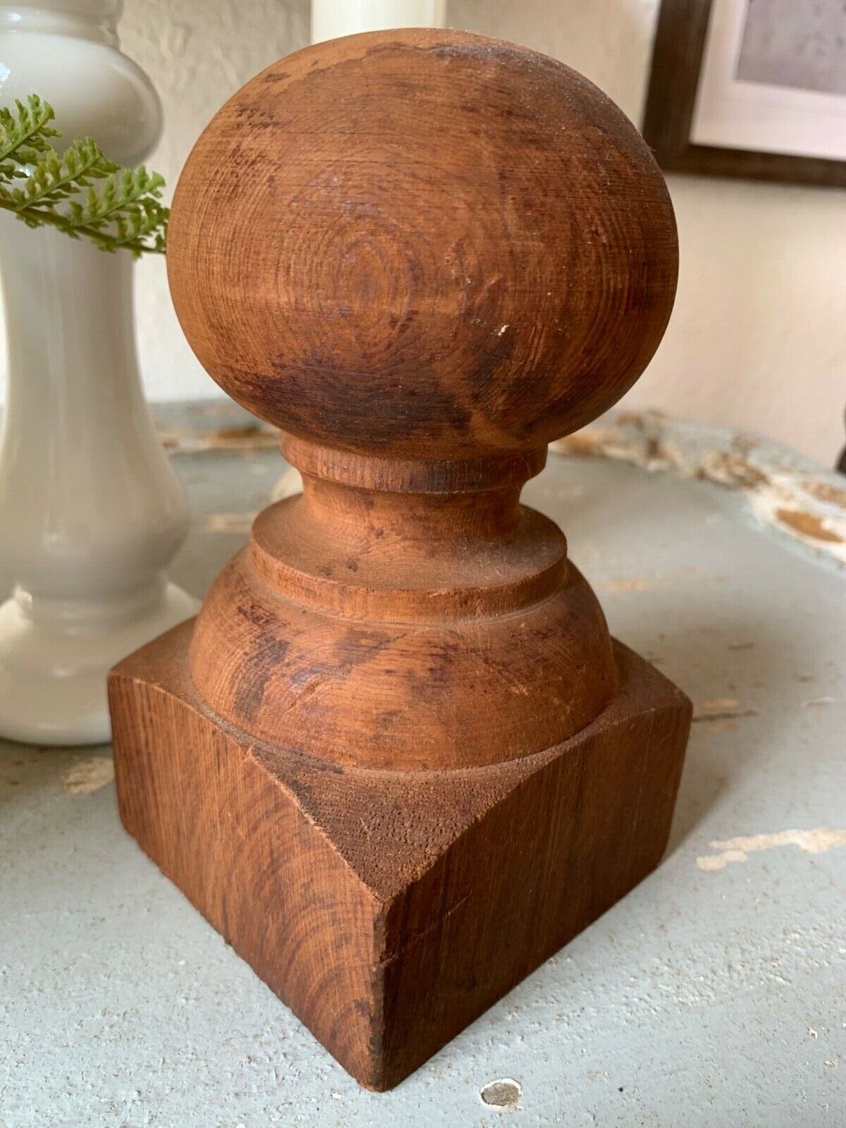 Architectural Salvage Vintage Wood Post Finial, Farmhouse Decor, Bookend
