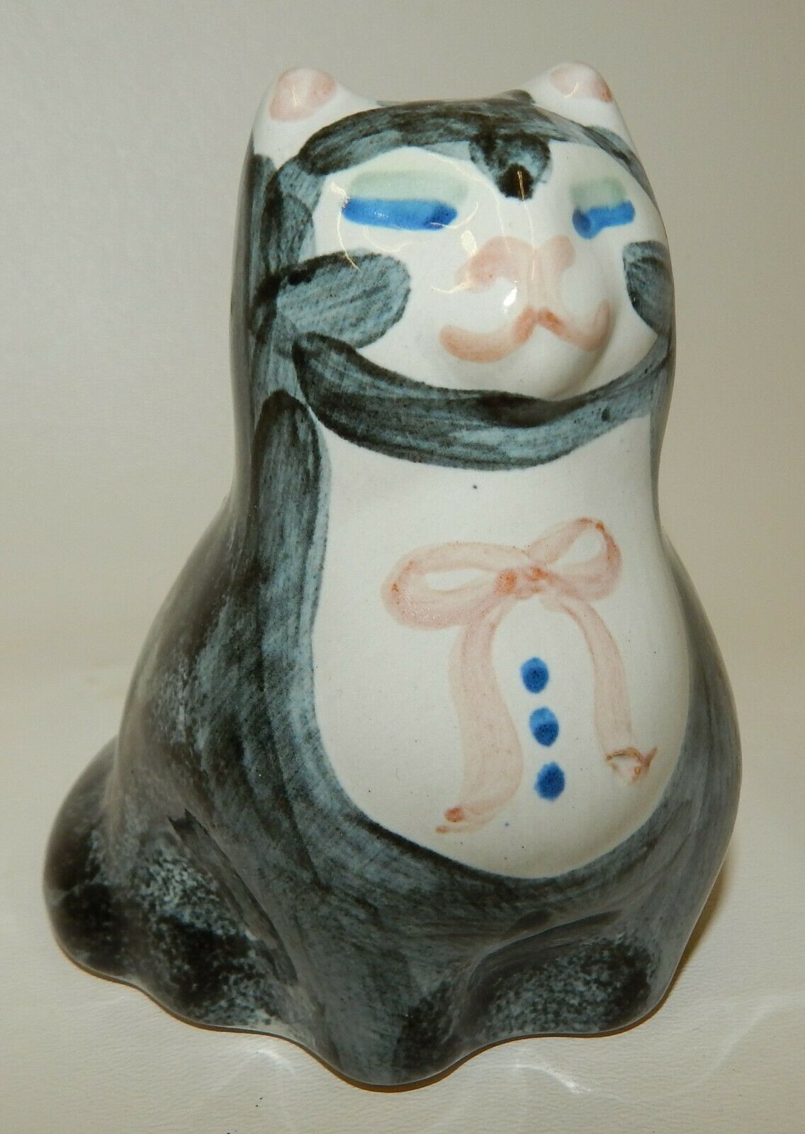 Vintage M A Hadley Art Pottery Fat Happy Cat Figurine