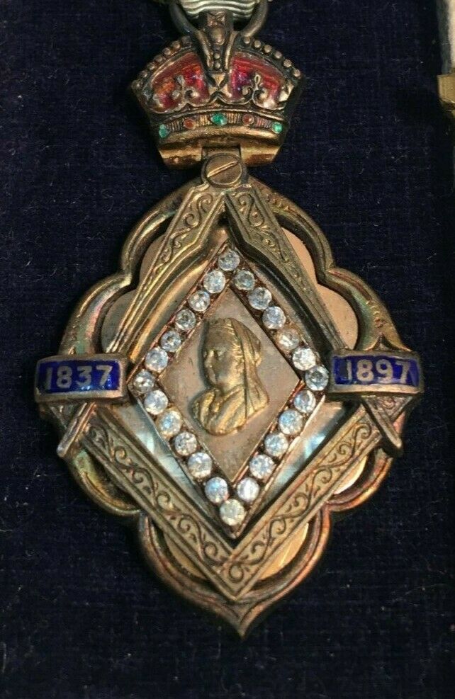 Antique Masonic Medal, 1897 Queen Victoria Diamond Jubilee Masonic Jewel