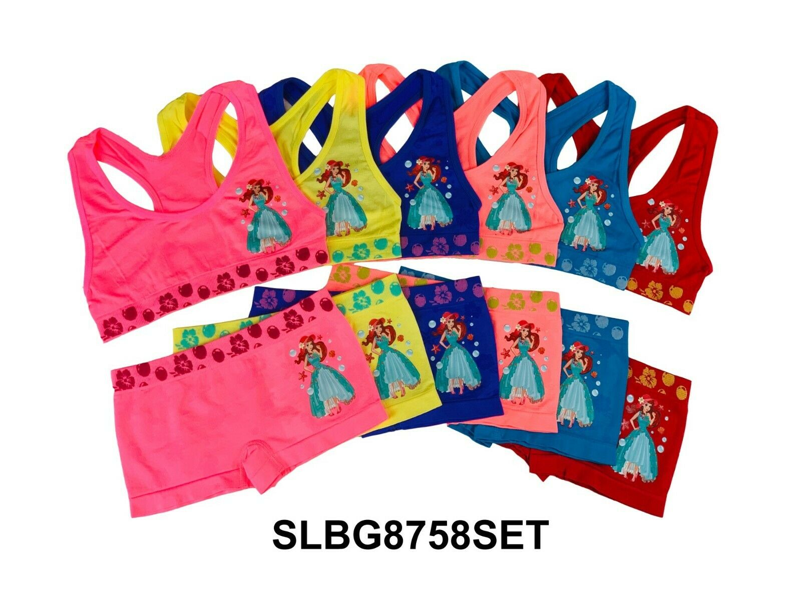 6 Sets Girl Seamless Racerback Spaghetti Strap Bras & Boxer Shorts Bikinis S M L