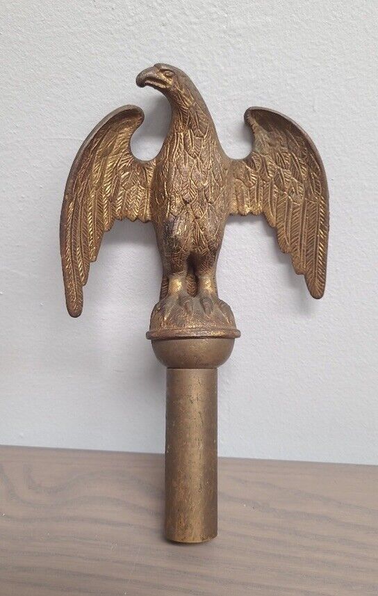 Vintage Antique Brass American Eagle Flagpole Topper Finial Nice!