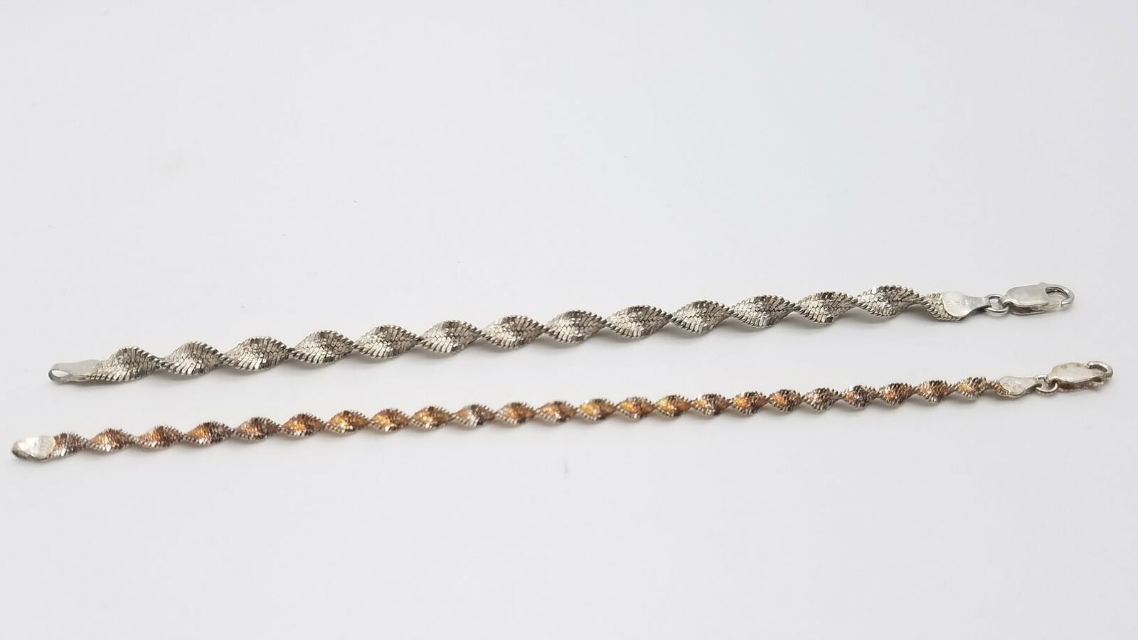 925 Silver Bracelets Twists 2pc Mixed Lot Dy583