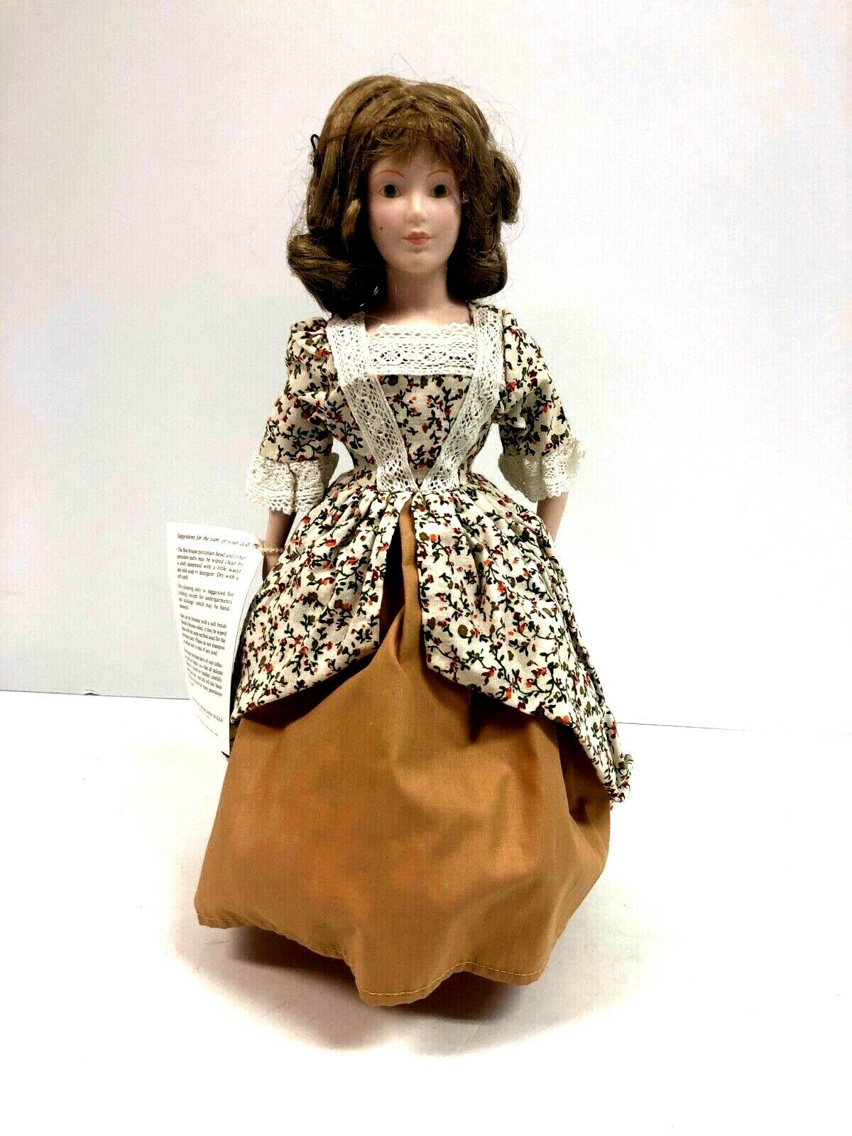 Franklin Heirloom Doll Girl With Floral Dress 13 In With Stand