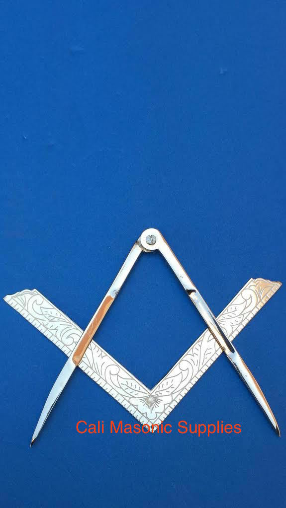Masonic Lodge Ceremonial Accessories  Square And Compass Silver 4.5" For Bible