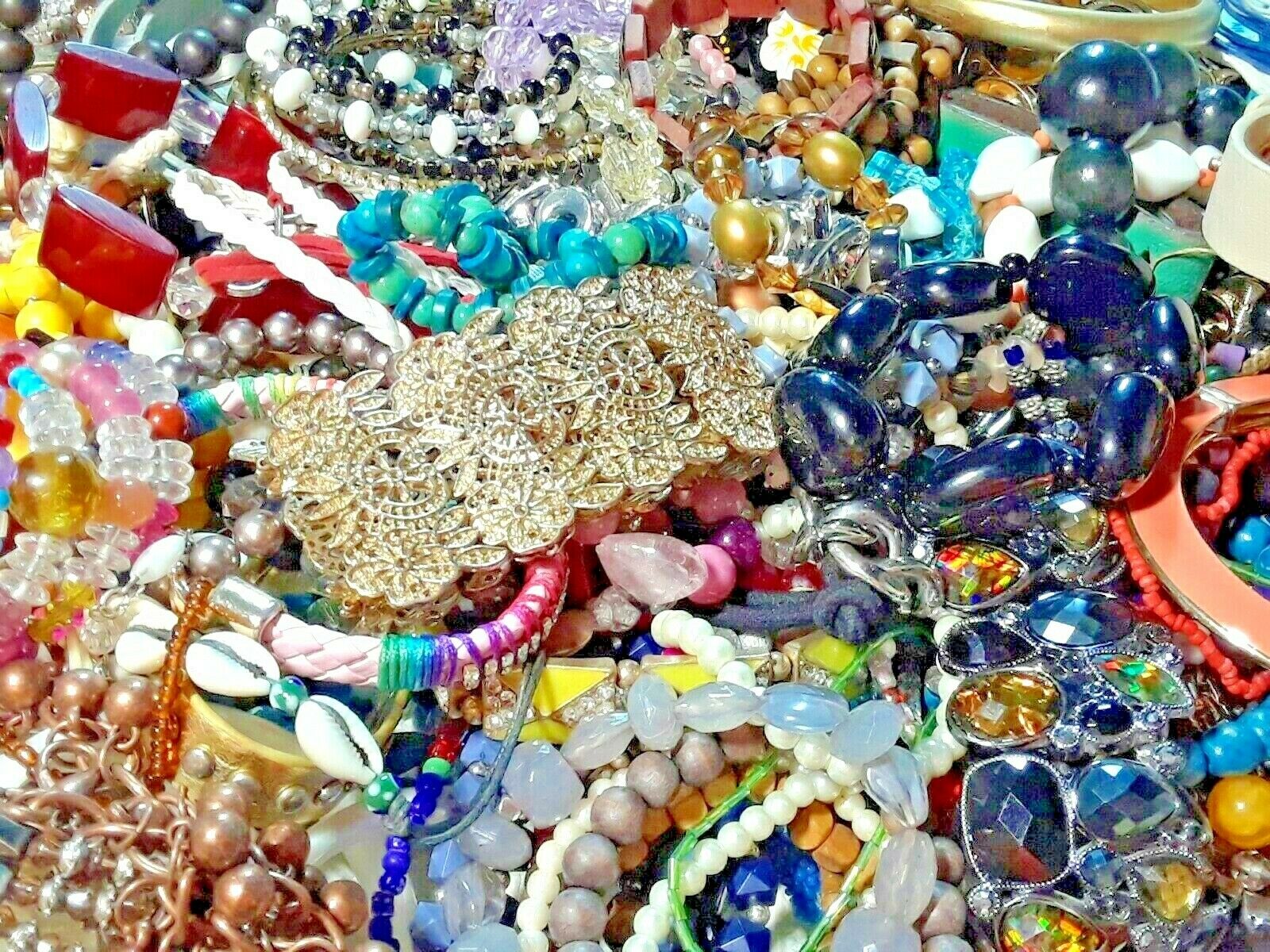 Bracelets. Lot Of 145 Mixed Beaded, Bangle, Metal, Plastic, Stones, Some Vintage