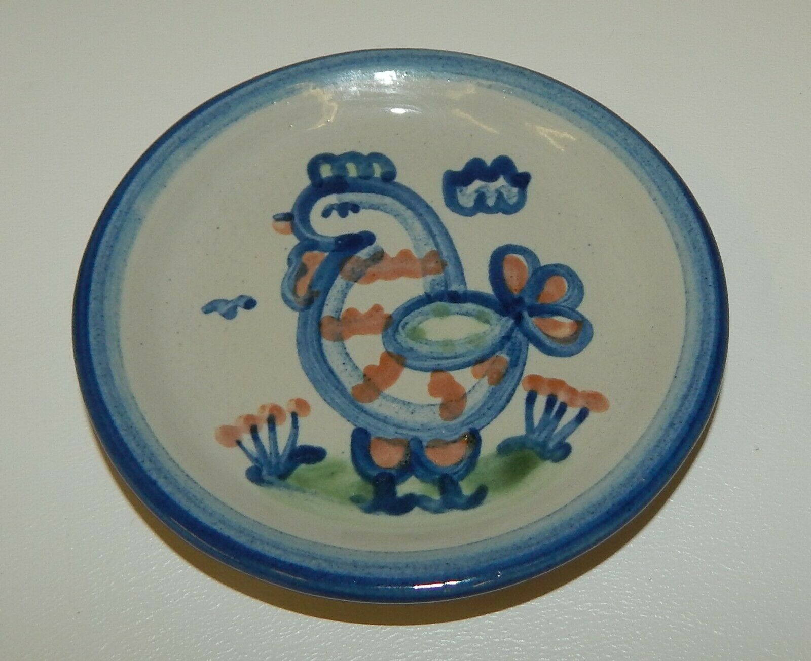 Mary Hadley Pottery 4" Coaster Mini Plate Trinket Dish - Country Chicken Rooster